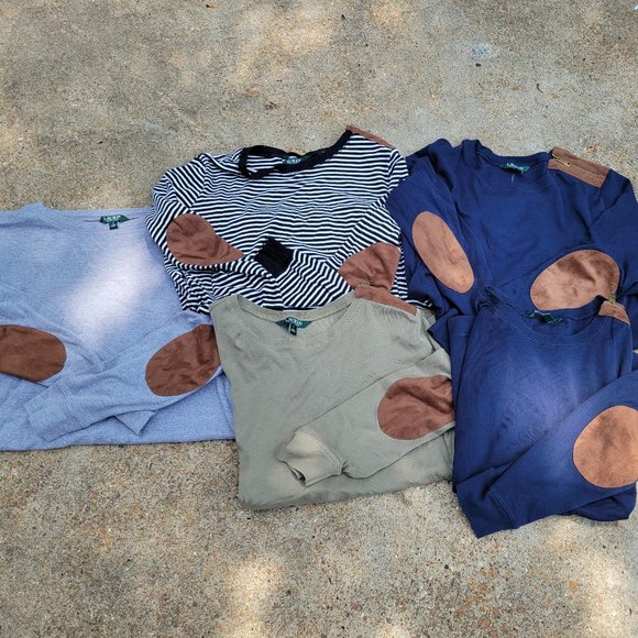 Lot of (5) Ralph Lauren Quarter Length Tops with Elbow Patches - Picture 1 of 4